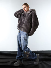 Thesupermade Fur Hooded Quilted Sherpa Jacket - 2304 