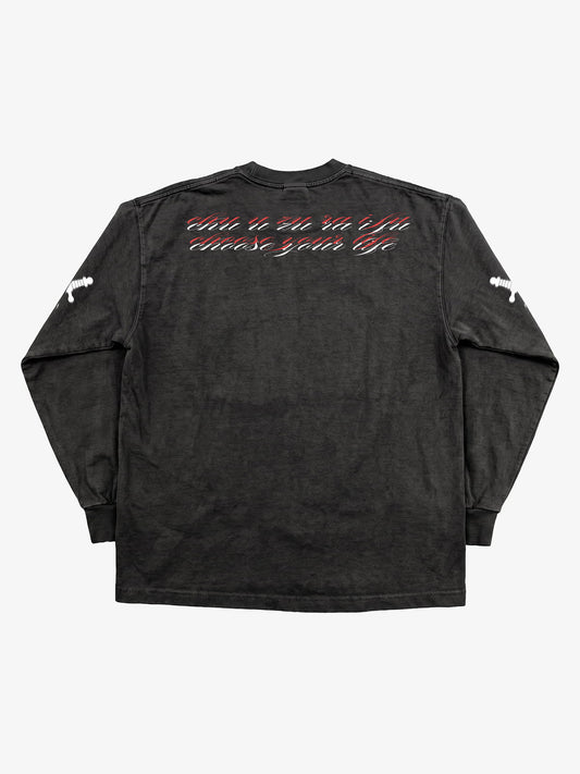 Langarmshirt mit Schwert- und Schlangenmotiv