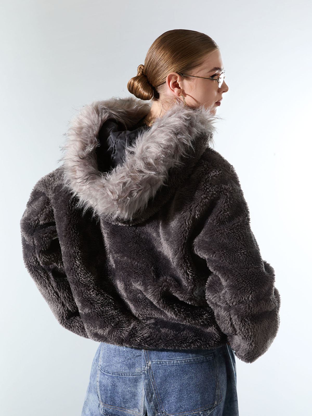 Thesupermade Fur Hooded Quilted Sherpa Jacket - 2304 