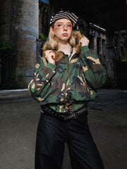 Camouflage Fur Collar Reversible Cotton Jacket - 2499