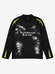 Skull Graphic Layered Racing Logo Long Sleeve Tee