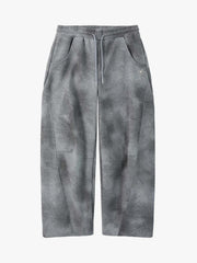 Vintage Washed Tie-Dye Zip Up Hoodie & Barrel Sweatpants Tracksuit 