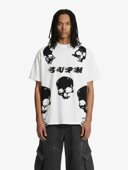 Skull Graphic Distressed Hem T-Shirt 