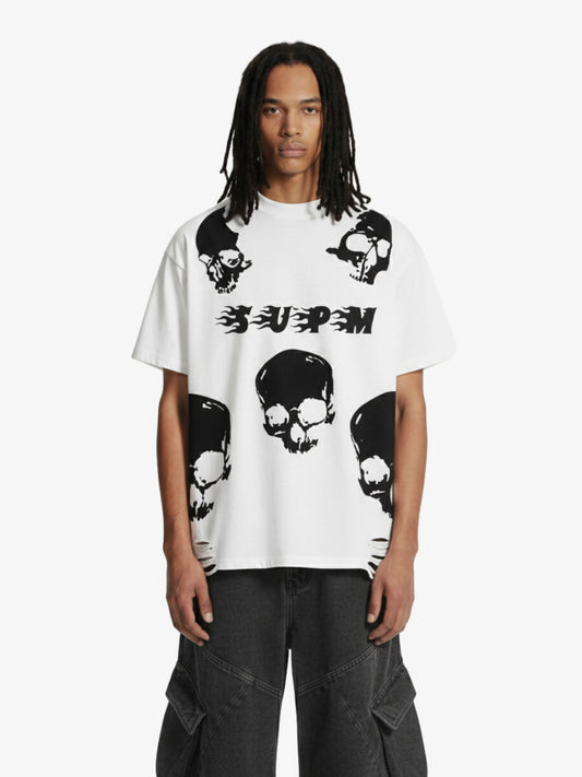 Skull Graphic Distressed Hem T-Shirt 