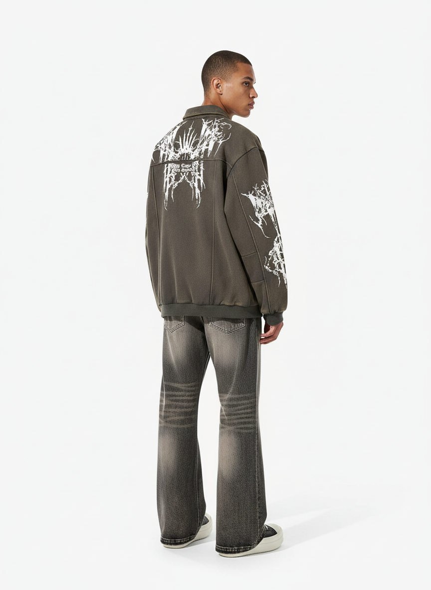 Retro Washed Distressed Flared Denim Jeans 