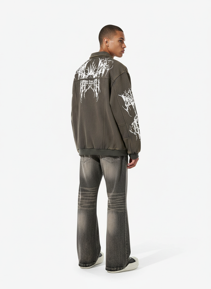 Retro Washed Distressed Flared Denim Jeans 