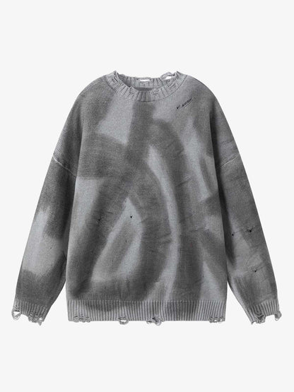 Inkjet Damaged Knitted Sweater 