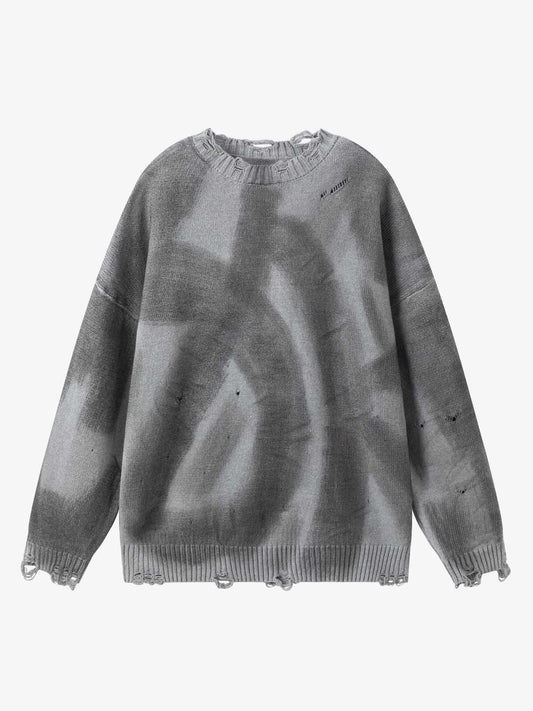 Inkjet Damaged Knitted Sweater 