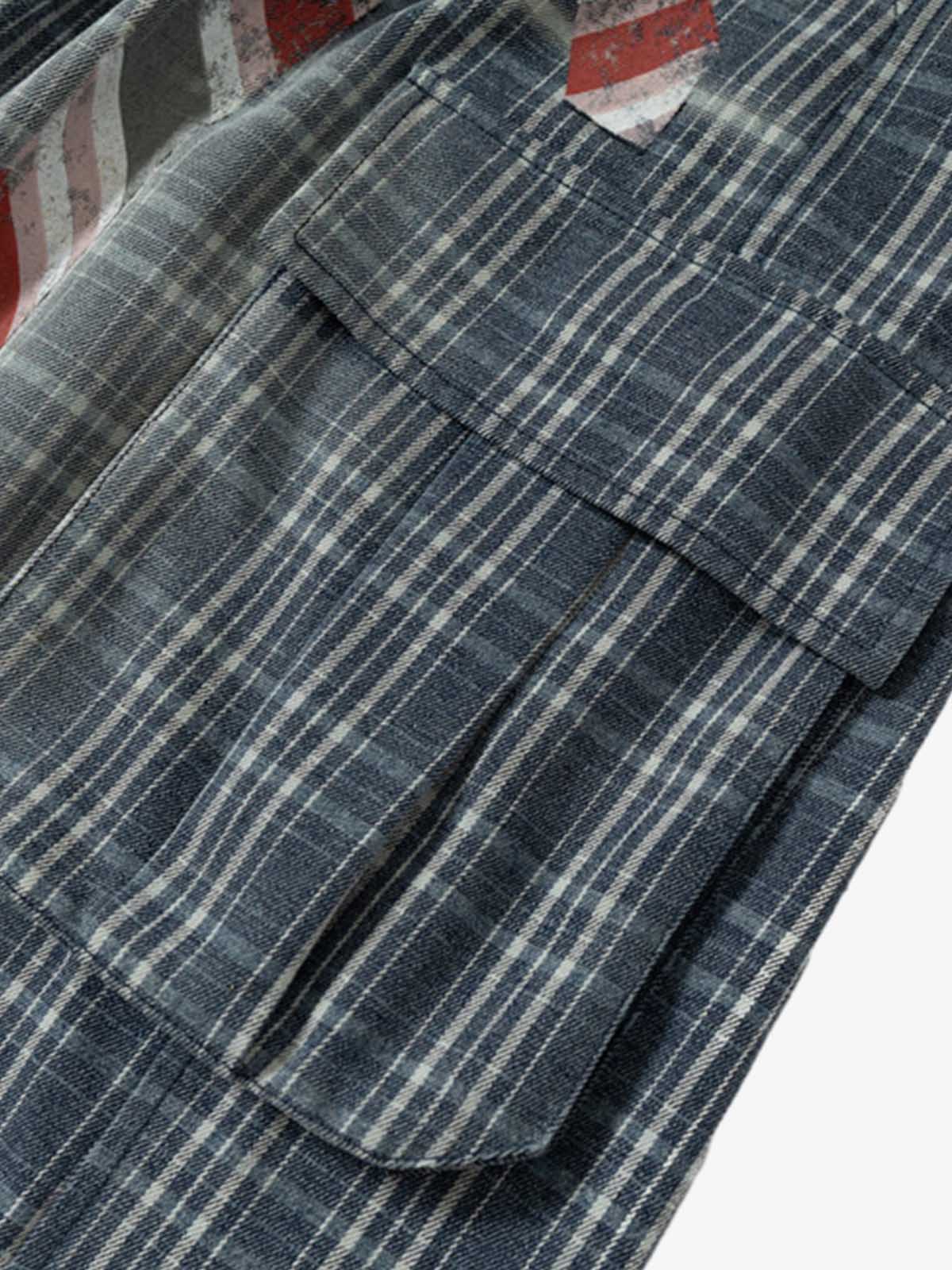 Plaid Cargo Wide-Leg Shorts 