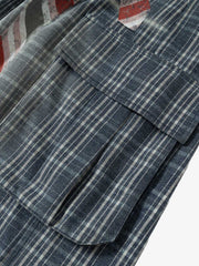 Plaid Cargo Wide-Leg Shorts 