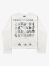 Anti-War Graphic Beaded Waffle Long Sleeve Tee