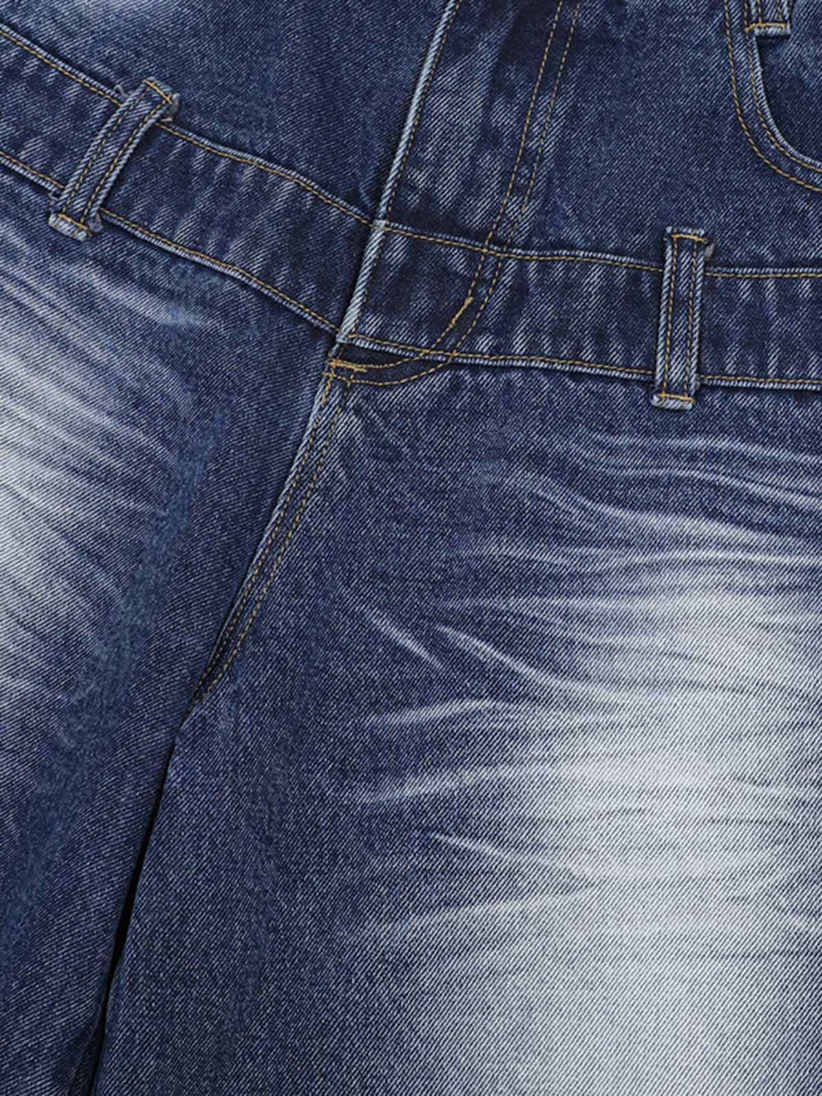 Distressed Washed Workwear Denim Shirt And Jorts Set 