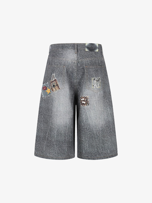 Vintage Patch Detail Denim Shorts