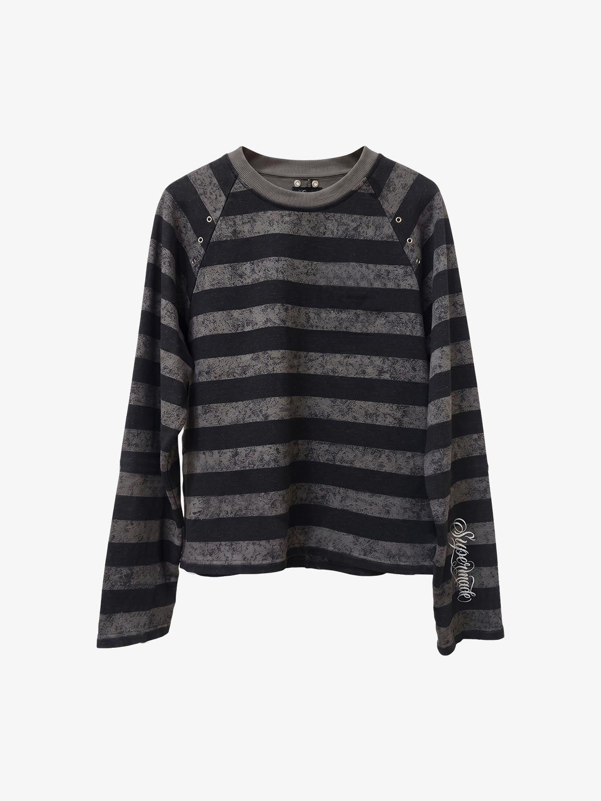 Camiseta de manga larga extragrande con bordado a rayas