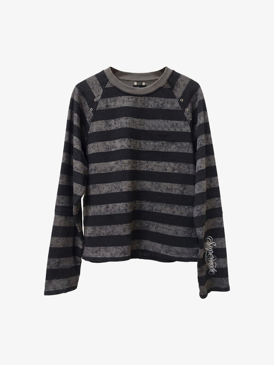 Striped Embroidered Oversized Long Sleeve Tee