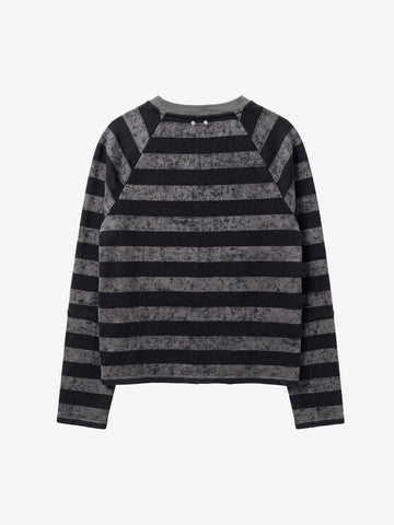 Camiseta de manga larga extragrande con bordado a rayas