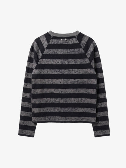 Camiseta de manga larga extragrande con bordado a rayas