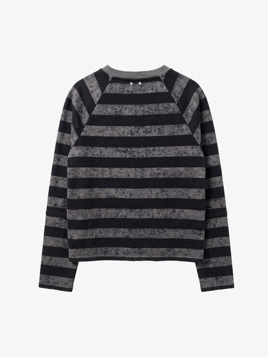Striped Embroidered Oversized Long Sleeve Tee