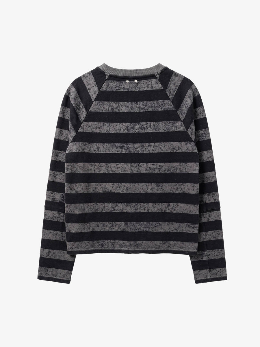 Striped Embroidered Oversized Long Sleeve Tee