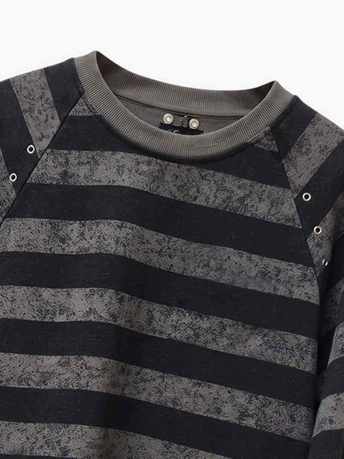 Camiseta de manga larga extragrande con bordado a rayas