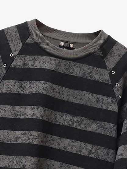 Camiseta de manga larga extragrande con bordado a rayas
