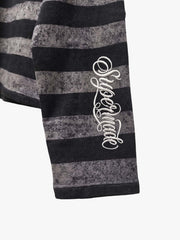 T-shirt à manches longues oversize rayé brodé