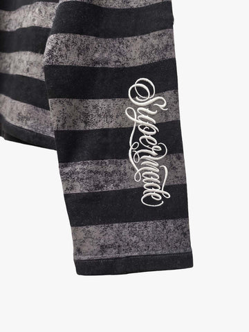 Camiseta de manga larga extragrande con bordado a rayas