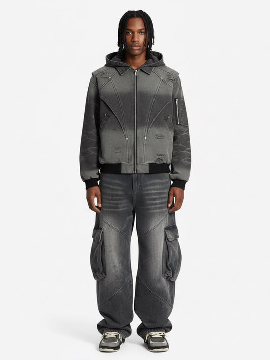 Vintage Washed Multi Pocket Cargo Jeans 