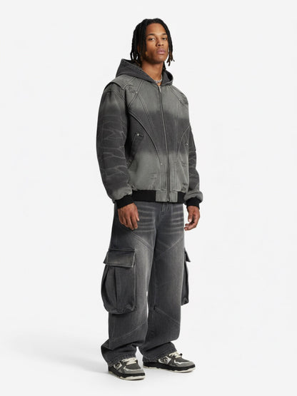 Vintage Washed Multi Pocket Cargo Jeans 