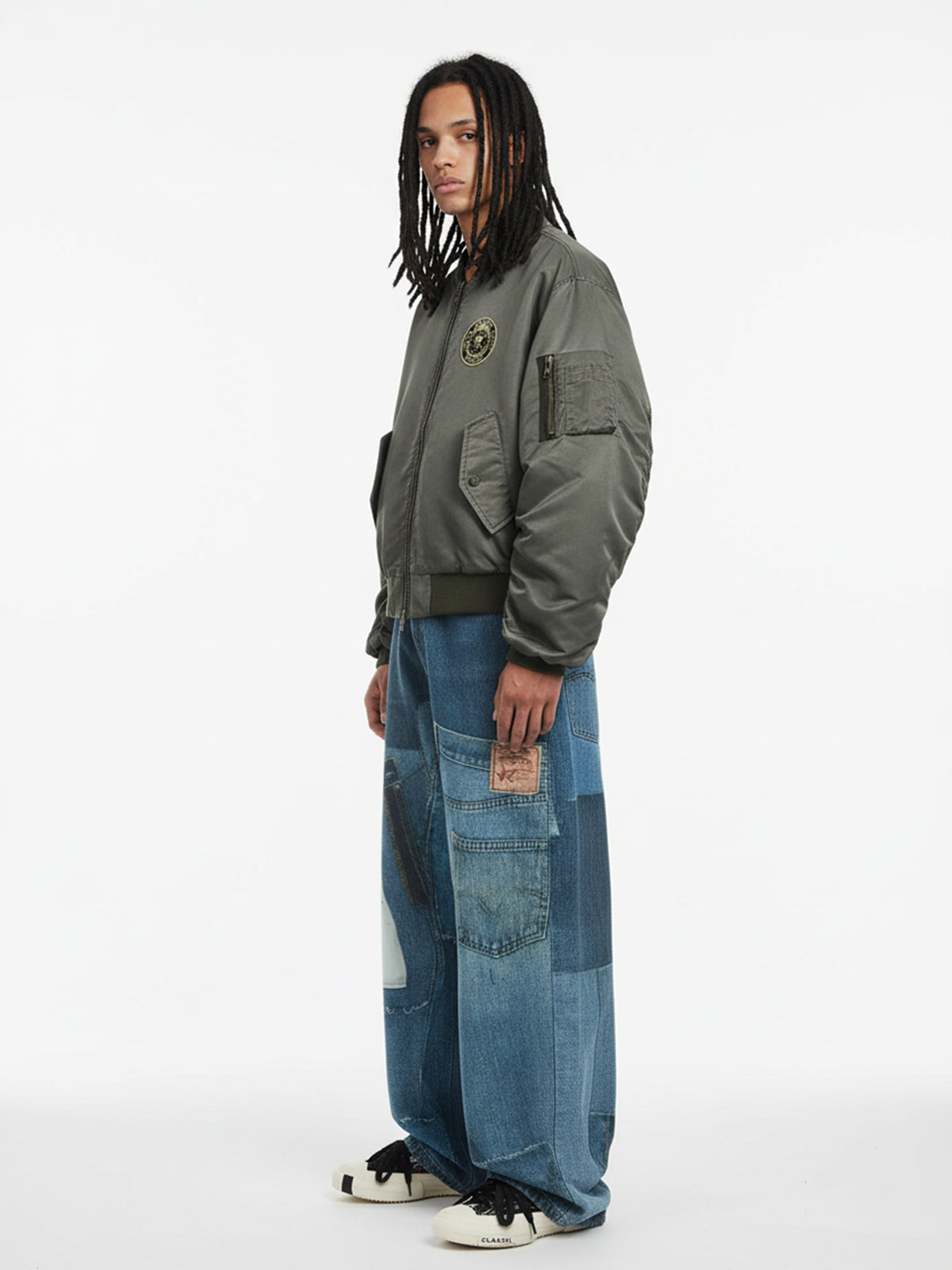 Vintage Patchwork Ripped Barrel Jeans 