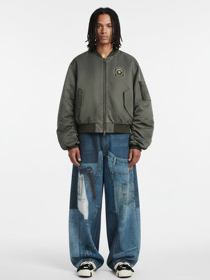 Vintage Patchwork Ripped Barrel Jeans 