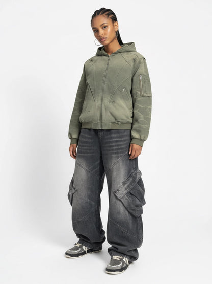 Vintage Washed Multi Pocket Cargo Jeans 