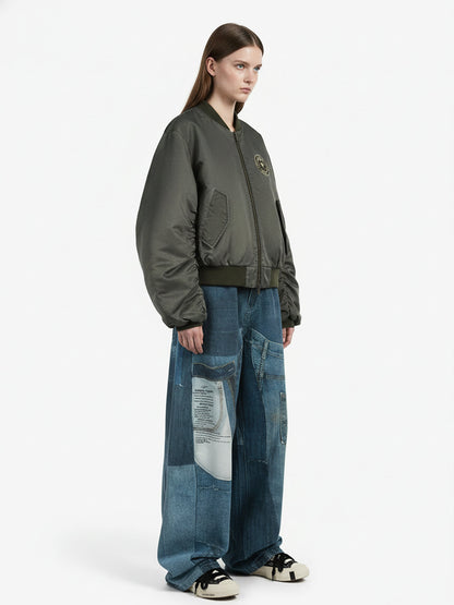 Vintage Patchwork Ripped Barrel Jeans 