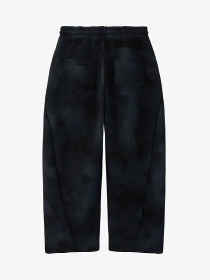 Vintage Washed Tie-Dye Zip Up Hoodie & Barrel Sweatpants Tracksuit 