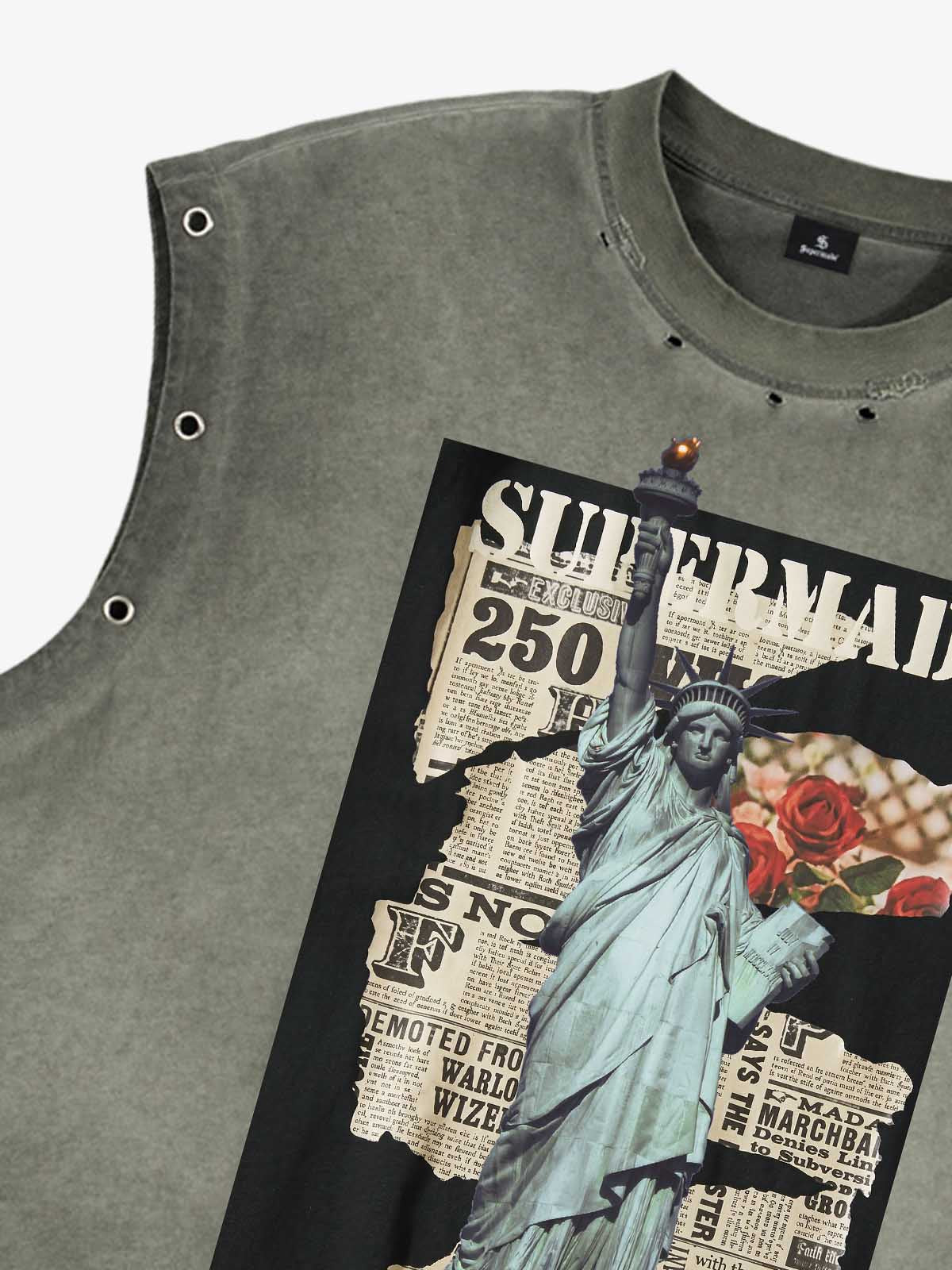 Vintage Liberty Newspaper Sleeveless T-Shirt 