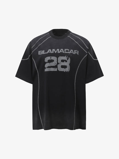 Distressed Digital Print Short-sleeved T-shirt 