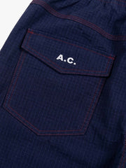Contrast Stitch Curved-Leg Drawstring Pants