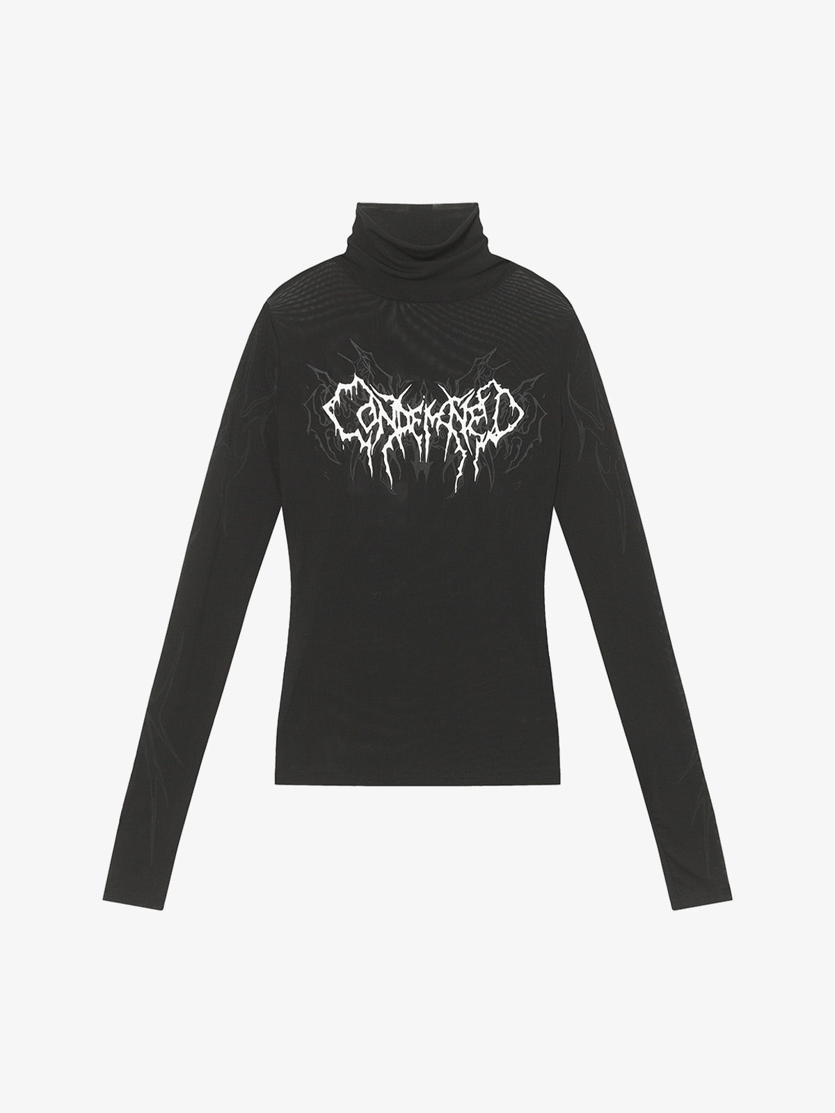 High-Neck Graphic Long Sleeve Top for Modern Streetwear Enthusiasts 