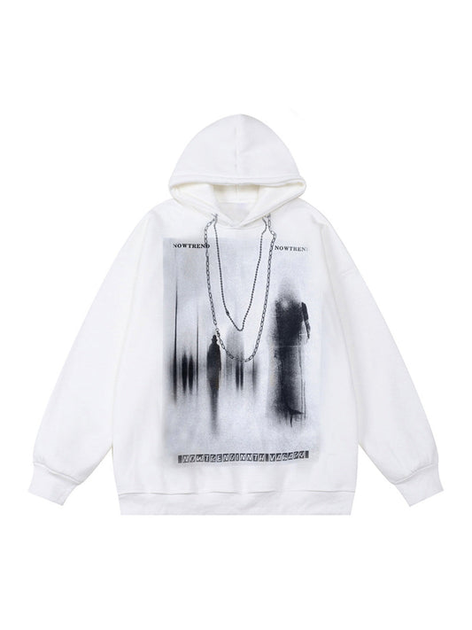 Thesupermade Blur Graphic Chain Hooded Sweatshirt 