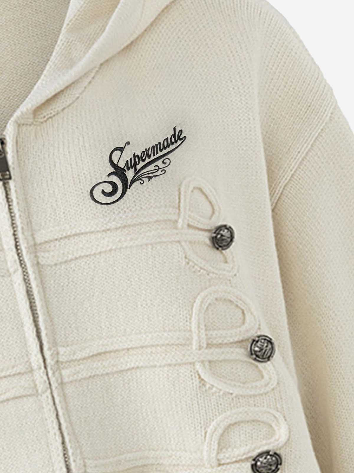 Cardigan con cappuccio in maglia jacquard