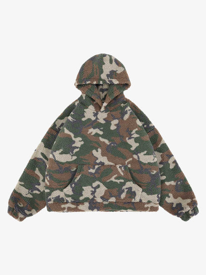 Streetwear Camouflage Fleece Pullover Hoodie 