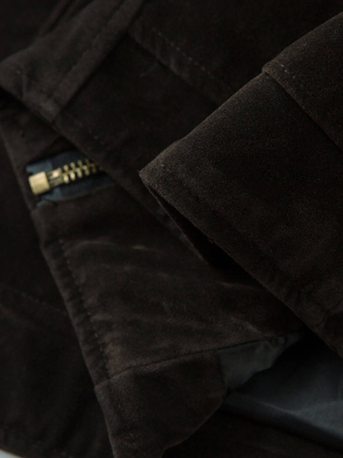 Retro Unique Metal Button Lapel Suede Bomber Jacket - 2538 