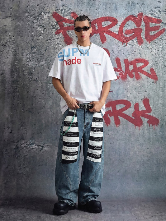 Oversized Letter Print Cotton T-Shirt