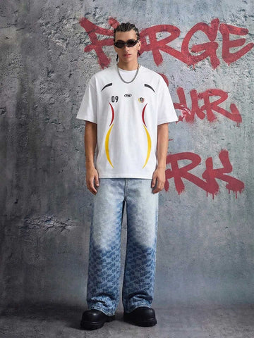 Gradient Wash Jacquard Denim Jeans 