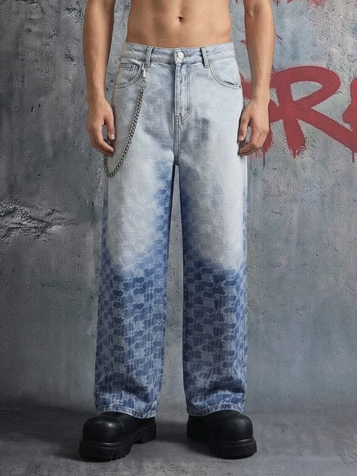 Gradient Wash Jacquard Denim Jeans 