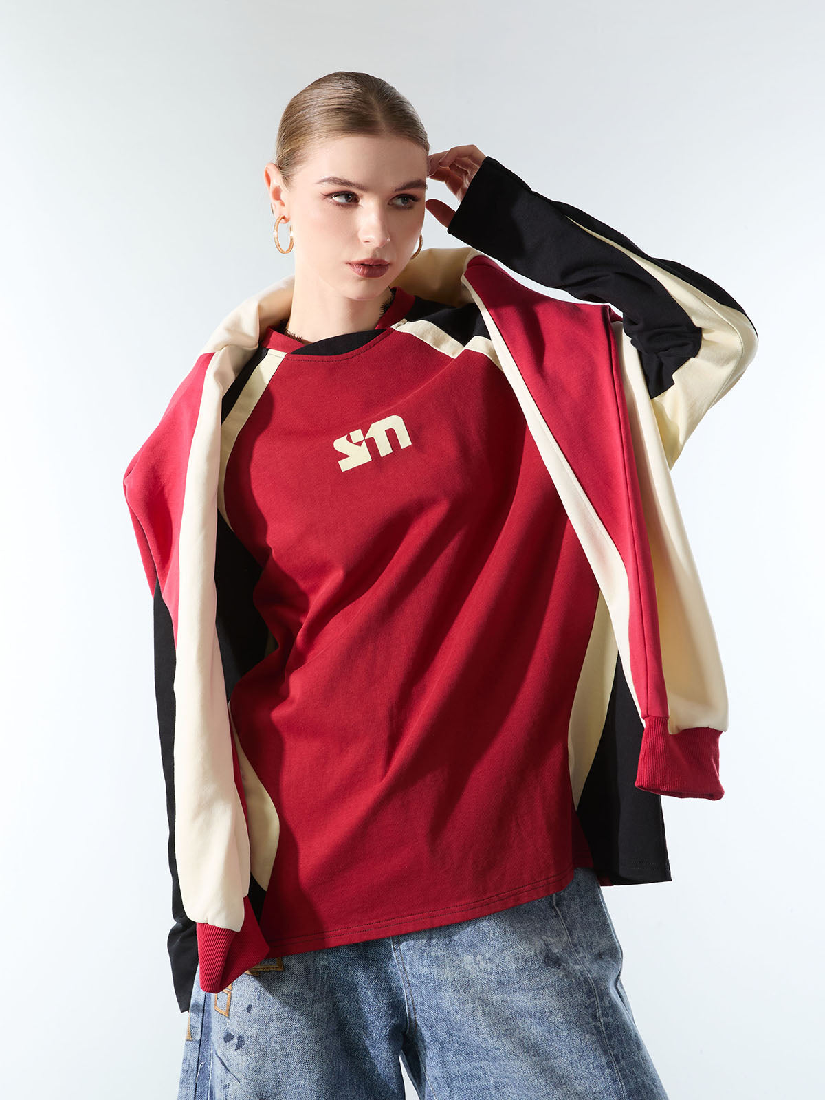 Original Retro Contrast Color Long-Sleeved T-Shirt 