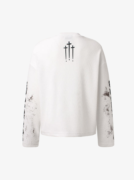 Langarmshirt mit dunklem gotischem Buchstabenprint