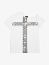 Black Cotton T-Shirt with Silver Studs and Bleach Spray Graphic