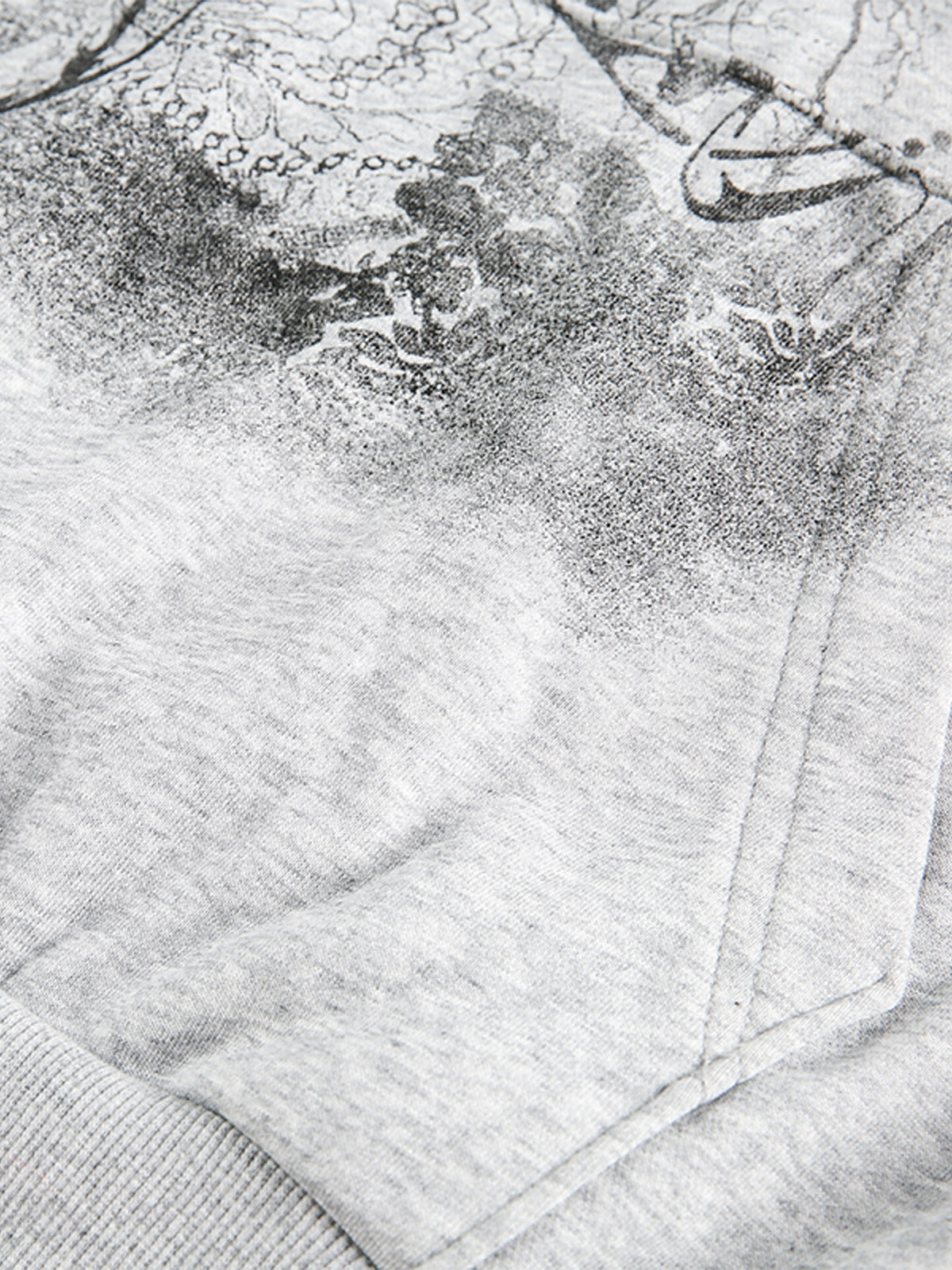 Thesupermade Detachable Fur Collar Half-zip Printed Hooded Cardigan Sweatshirt 