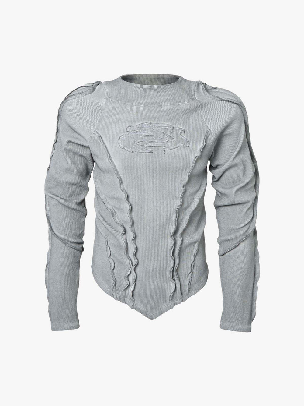Vintage Washed Sculpted Seam Ribbed Long Sleeve T-Shirt - 2624 